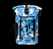 LUMA AquaRider waterproof backpack in blue camouflage print