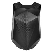 Top-down view of the LUMA CarbonRide backpack's faceted carbon-fiber shell