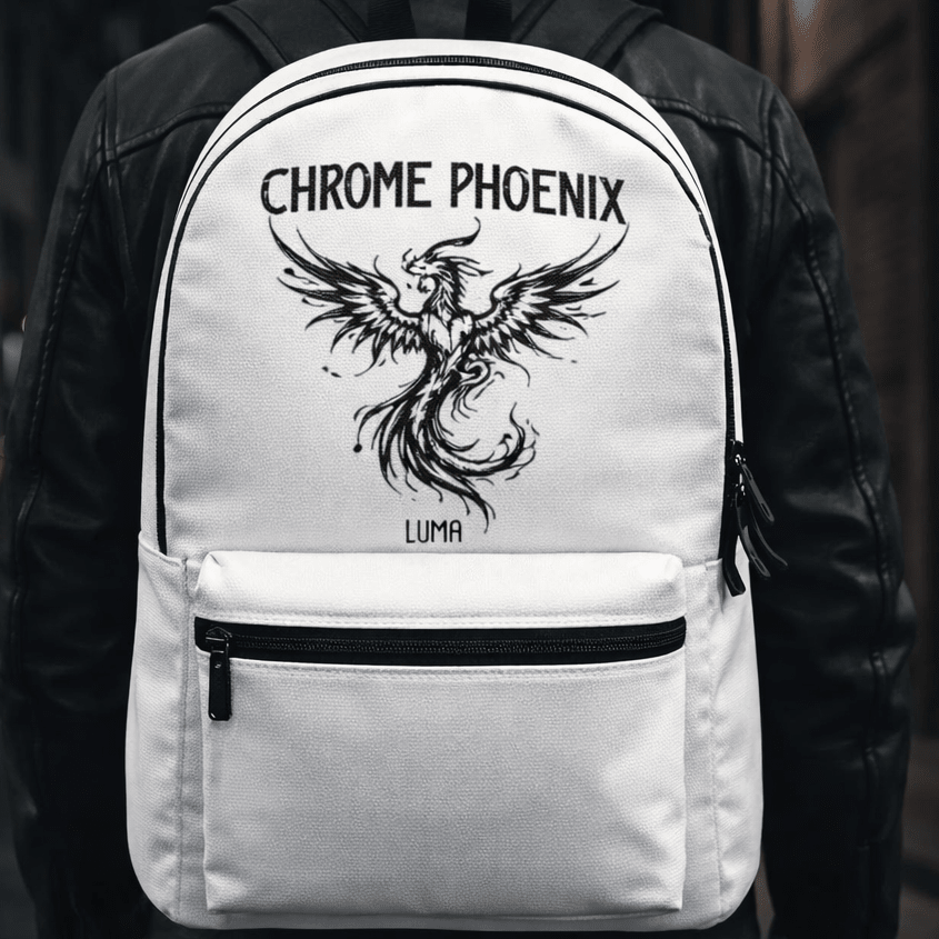 Phoenix Graphic Backpack - White Canvas Streetwear Bag | LUMA - Luma