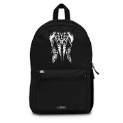LUMA Tribal Ram backpack front studio shot showing tribal skull graphic and logo