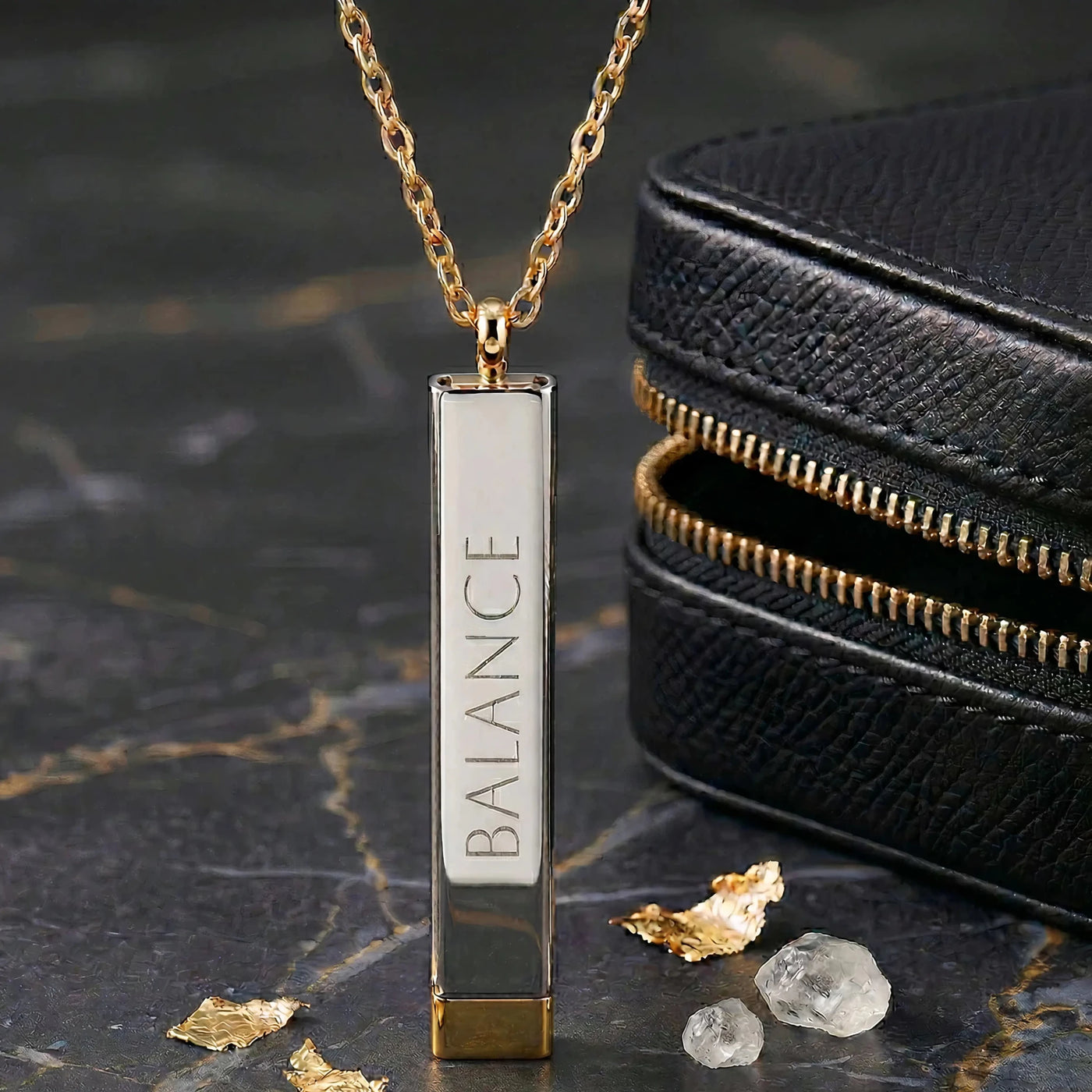 Hidden Message Bar Necklace - Personalized Sliding Pendant | LUMA - Luma