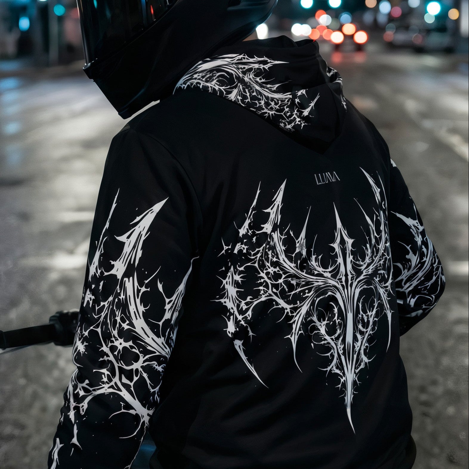 Night Pulse Hoodie - Black Graphic Hoodie | Streetwear Unisex - Luma