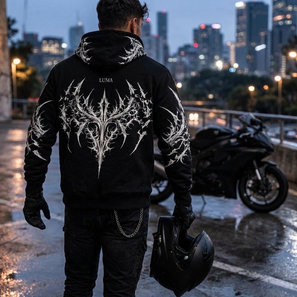 Night Pulse Hoodie - Black Graphic Hoodie | Streetwear Unisex - Luma