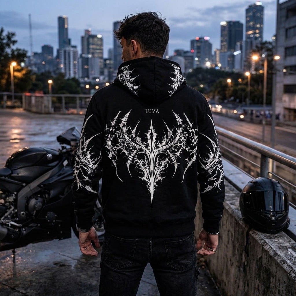 Night Pulse Hoodie - Black Graphic Hoodie | Streetwear Unisex - Luma