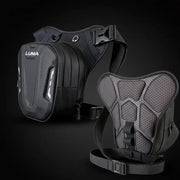 LUMA Leg Bag exterior front logo and padded back panel views