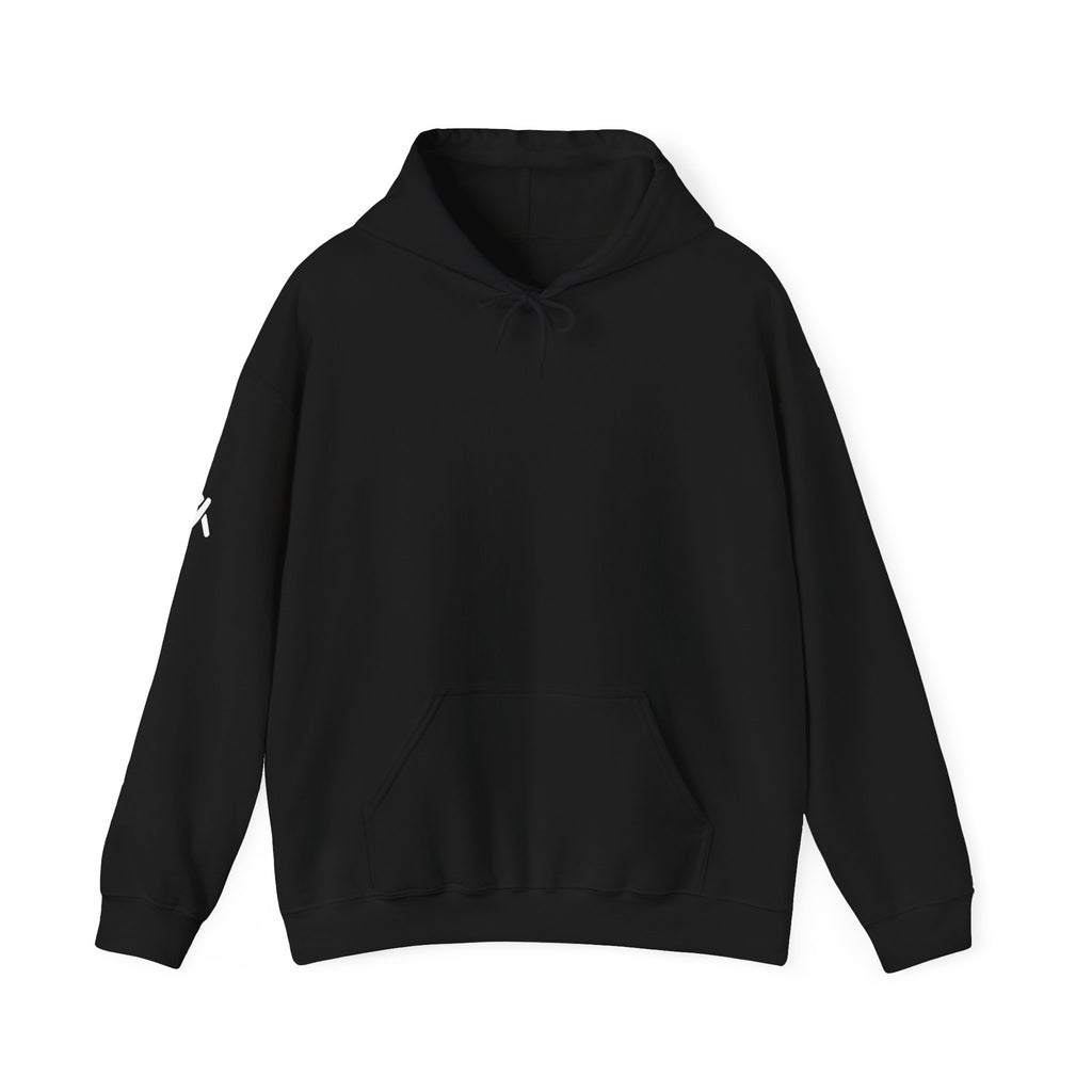LUMA black unisex heavyweight hoodie front view — biker streetwear
