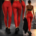 Red style leggings streetwear outfit