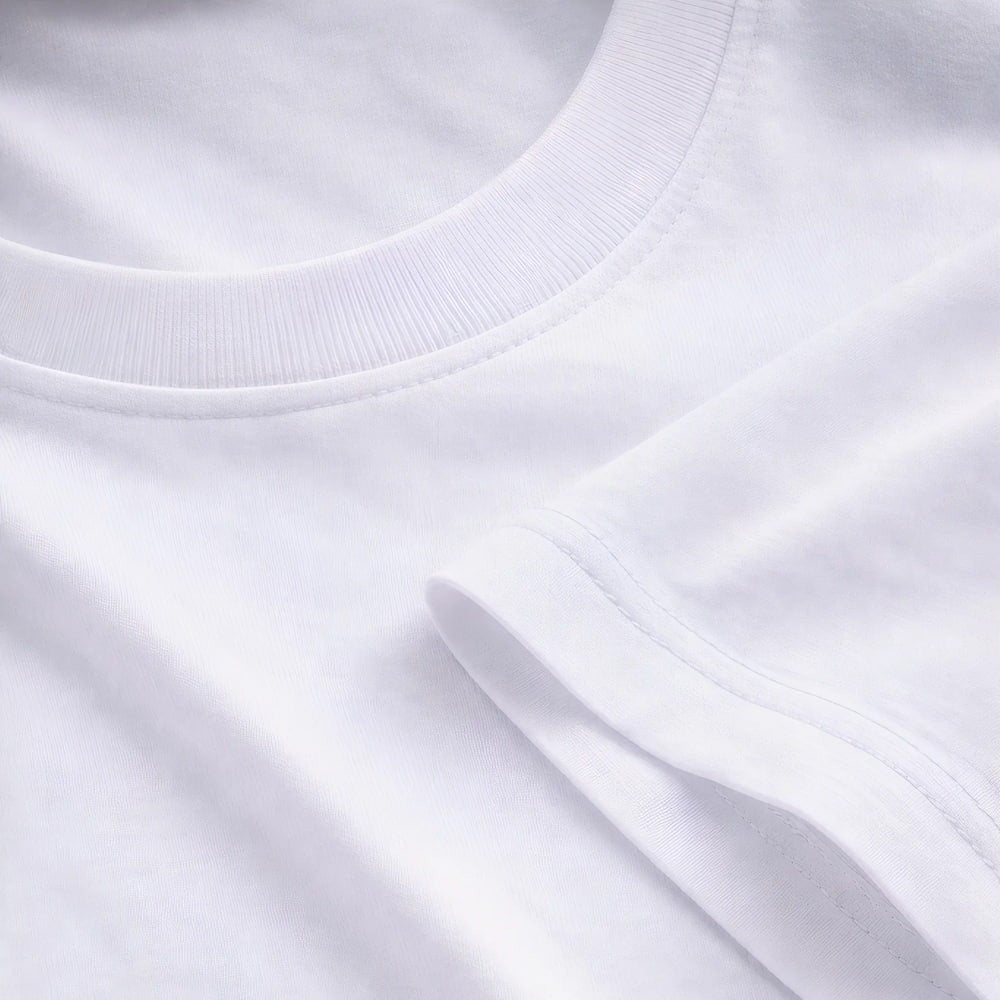 White cotton t-shirt fabric close-up soft texture detail