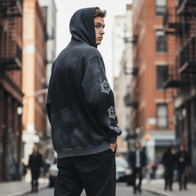 Gothic Washed Oversized Hoodie | Grunge Streetwear - Luma
