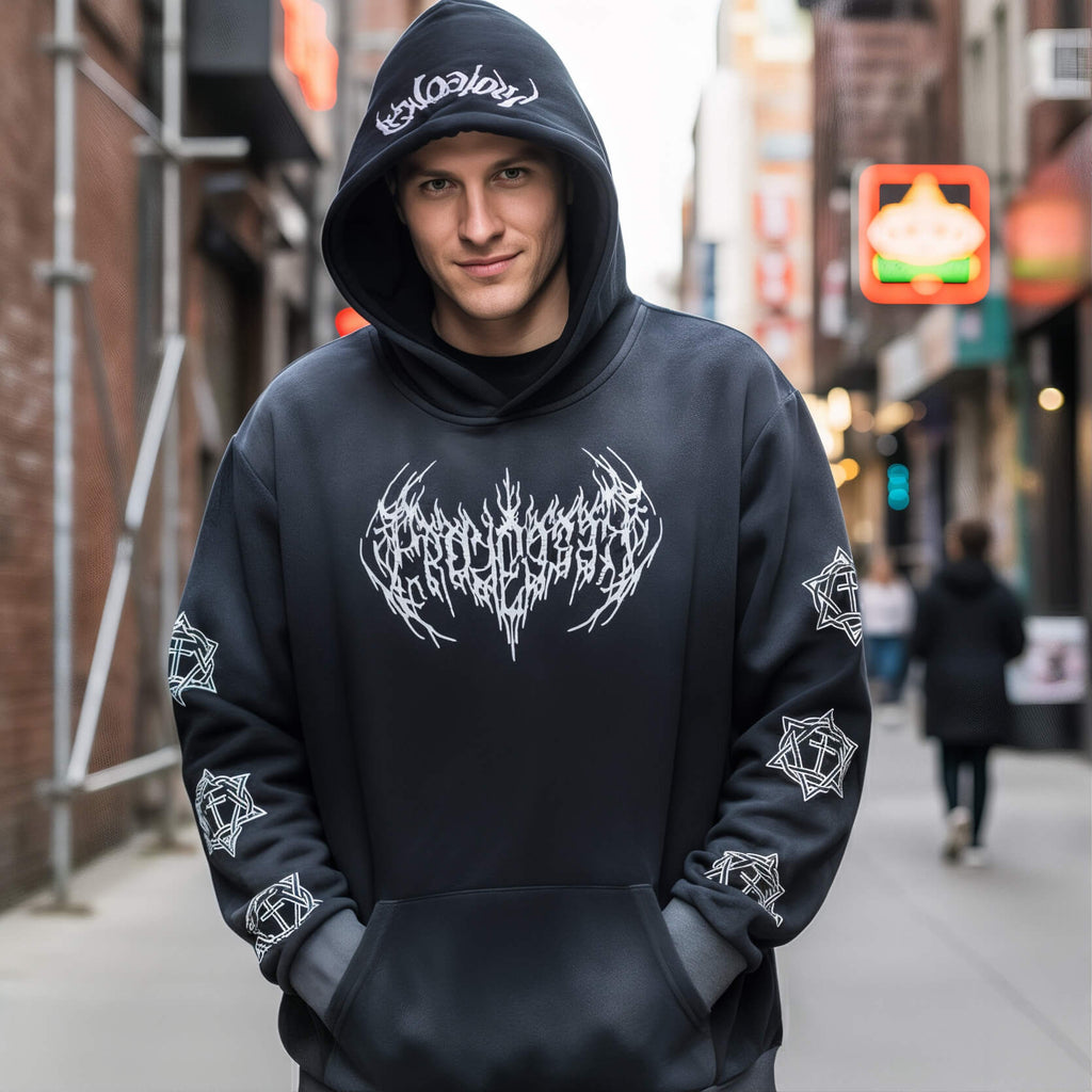 Gothic Washed Oversized Hoodie | Grunge Streetwear - Luma