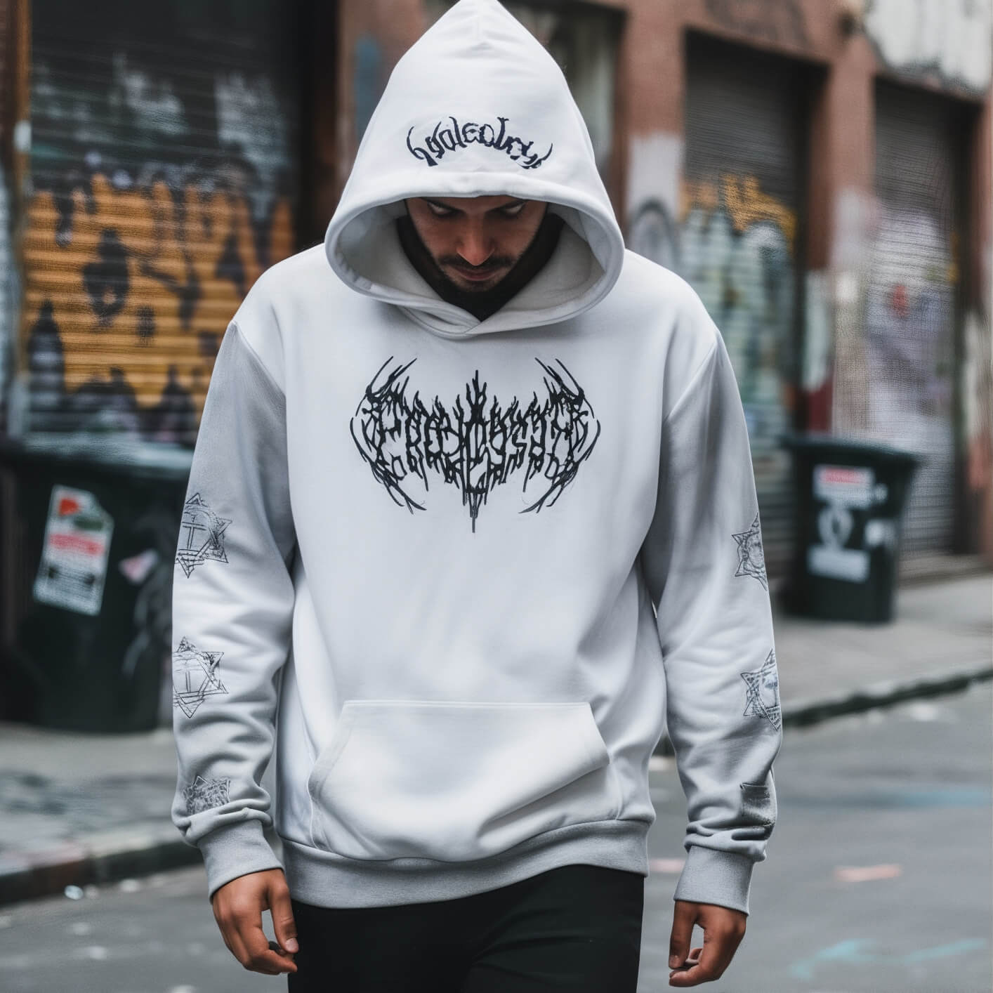 Gothic Washed Oversized Hoodie | Grunge Streetwear - Luma