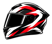Red, white and black racing helmet vinyl sticker design