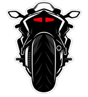Rear view black sportbike with red tail light vinyl sticker design